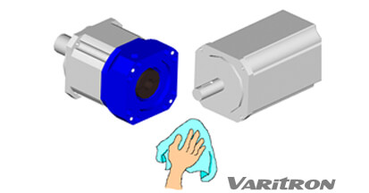 Clean and remove any dust or particales on the mounting surfaces of planetary gear box and servo motor